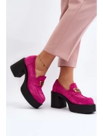 Zazoo 20170 Półbuty Zamszowe Damskie Na Słupku Fuksja