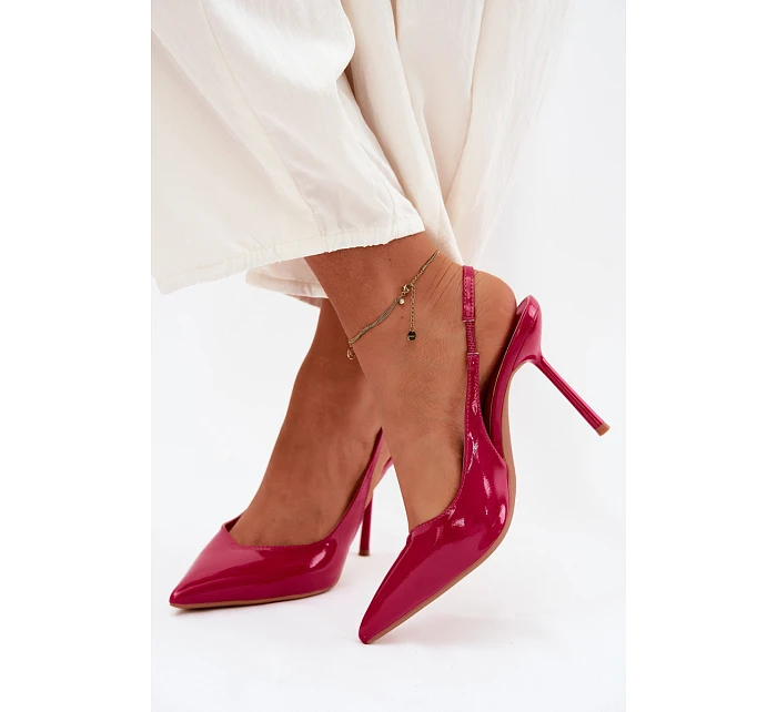 Lakované lodičky sandály z umělé kůže fuchsiové model 22122743 - Boto