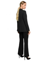 model 17626256 Bunda s jedním knoflíkem a asymetrickými kapsami černá - Moe model 17626256 Bunda s jedním knoflíkem a asymetrickými kapsami černá - Moe