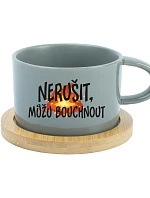 NERUŠIŤ, MOŽNO BUDEM BÚCHAŤ. – sivý hrnček Makronka 200 ml