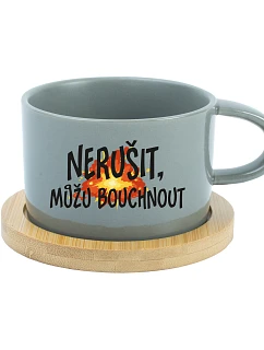 NERUŠIŤ, MOŽNO BUDEM BÚCHAŤ. – sivý hrnček Makronka 200 ml
