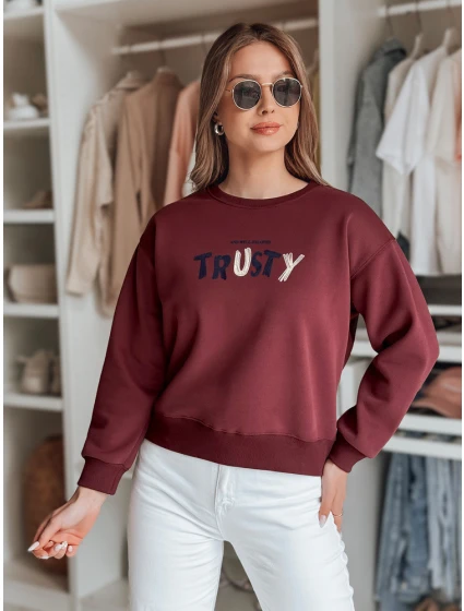 Dámská oversize mikina s výšivkou vínová Dstreet model 21988057 - FashionStreet