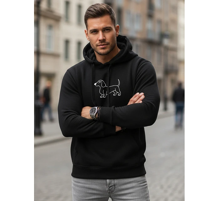 Pánska mikina s potlačou jazvečíka čierna FashionStreet NX0221B