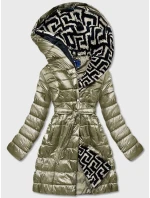 Dámska ľahká zimná bunda so zateplenou kapucňou khaki (omdl-019)