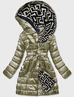 Dámska ľahká zimná bunda so zateplenou kapucňou khaki (omdl-019)