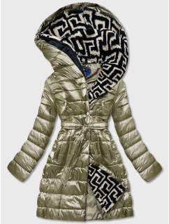 Dámska ľahká zimná bunda so zateplenou kapucňou khaki (omdl-019)