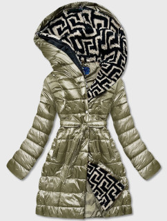 Dámska ľahká zimná bunda v khaki farbe so zateplenou kapucňou (OMDL-019)