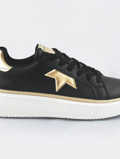 Čierno-zlaté šnurovacie tenisky sneakers s hviezdičkou (BB126A)
