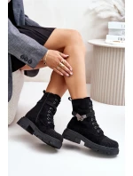 Zateplené kotníkové boty s ozdobou Černé model 21671908 - S.Barski Zateplené kotníkové boty s ozdobou Černé model 21671908 - S.Barski