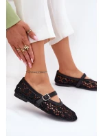 Ażurowe Baleriny Z Paskiem Czarne Orphali Ażurowe Baleriny Z Paskiem Czarne Orphali