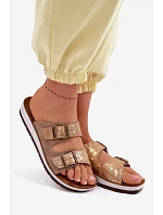 Dámské pantofle Béžové s přezkami model 22094896 - Inblu