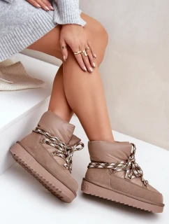 Dámske semišové snežnice s hrubým šnurovaním D.Franklin DFSH375003 Taupe