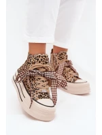 Dámske tenisky na platforme so stuhou a zipsom Mavara - panther