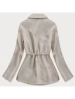 Volný béžový krátký dámský kabát model 15068439 - ROSSE LINE