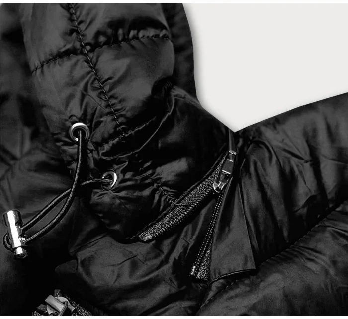 Čierna dámska prešívaná bunda pre prechodné obdobie (23M9001-392)