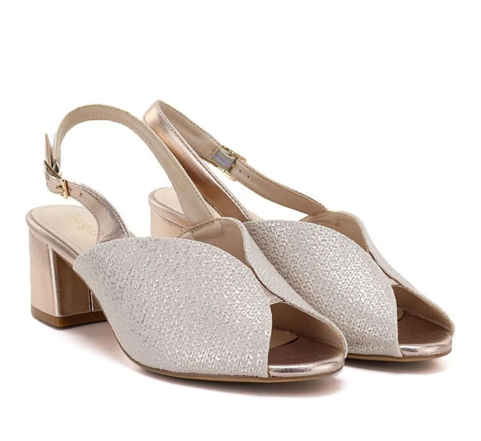 Dámské zlaté sandály na podpatku Sergio model 22121902 - LEONE