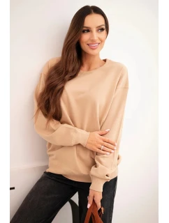 Dámska základná bavlnená mikina s okrúhlym výstrihom béžová