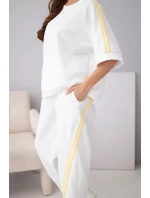 Dámska maslová viskózna mikina a nohavice s tienidlami biela