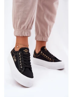 Trampki Damskie Materiałowe Na Platformie Lee Cooper LCW-25-31-3431L Czarne