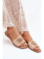 Ploché Dámské Klapky S Ozdobným Béžové model 21699564 - Boto