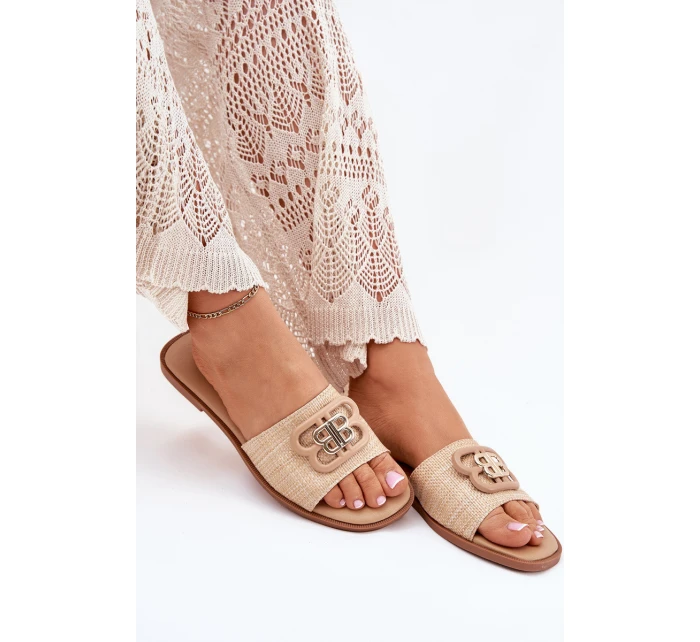 Ploché Dámské Klapky S Ozdobným Béžové model 21699564 - Boto