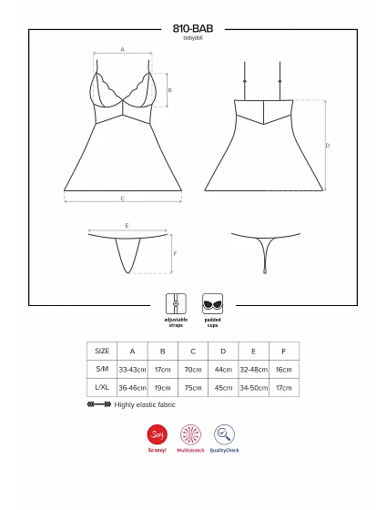 Košilka model 5236995 white babydoll - Obsessive Košilka model 5236995 white babydoll - Obsessive