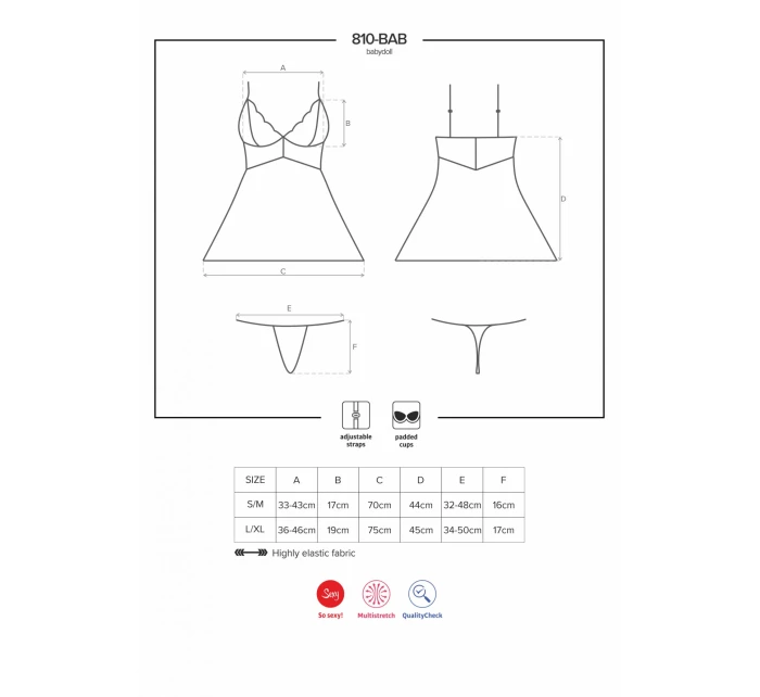 Košilka model 5236995 white babydoll - Obsessive