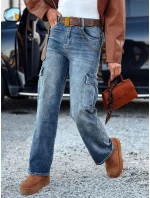 Dámske džínsové nohavice URBANNOW s opaskom v modrej farbe FashionStreet UY2250