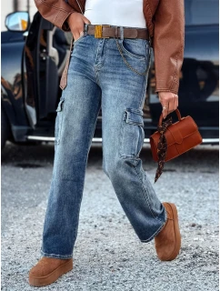 Dámske džínsové nohavice URBANNOW s opaskom v modrej farbe FashionStreet UY2250