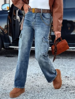 dámské džínové kalhoty s páskem modré Dstreet model 21981546 - FashionStreet