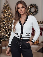 Dámsky sveter bez zipsu FUZZY white FashionStreet MY2365 Dámsky sveter bez zipsu FUZZY white FashionStreet MY2365