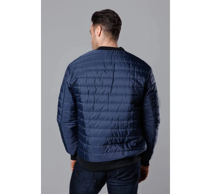 Tmavě modrá prošívaná pánská bunda typu "bomber" model 18344849 - J.STYLE Tmavě modrá prošívaná pánská bunda typu "bomber" model 18344849 - J.STYLE
