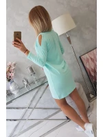 Šaty s grafikou a farebnou 3D mašľou mincovníka