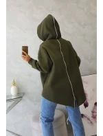 Zateplená mikina so zipsom na chrbte vo farbe khaki