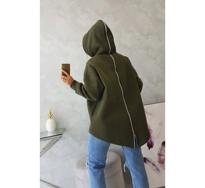 Zateplená mikina so zipsom na chrbte vo farbe khaki