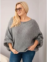 Dámský svetr Plus Size s přídavkem vlny volného střihu tmavě šedý Dámský svetr Plus Size s přídavkem vlny volného střihu tmavě šedý