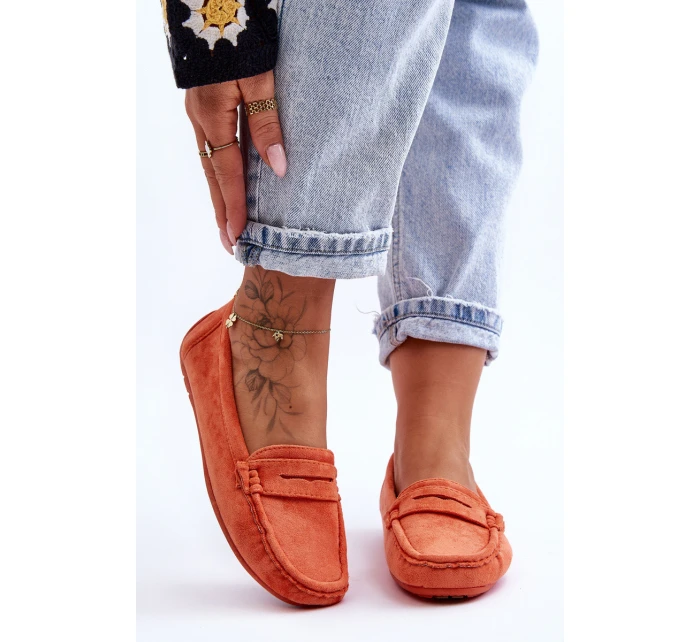 Damskie Zamszowe Mokasyny Pomarańczowe Lenvie
