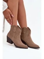 Nazouvací dámské kovbojky z přírodního semiše béžové model 21713721 - Boto Nazouvací dámské kovbojky z přírodního semiše béžové model 21713721 - Boto