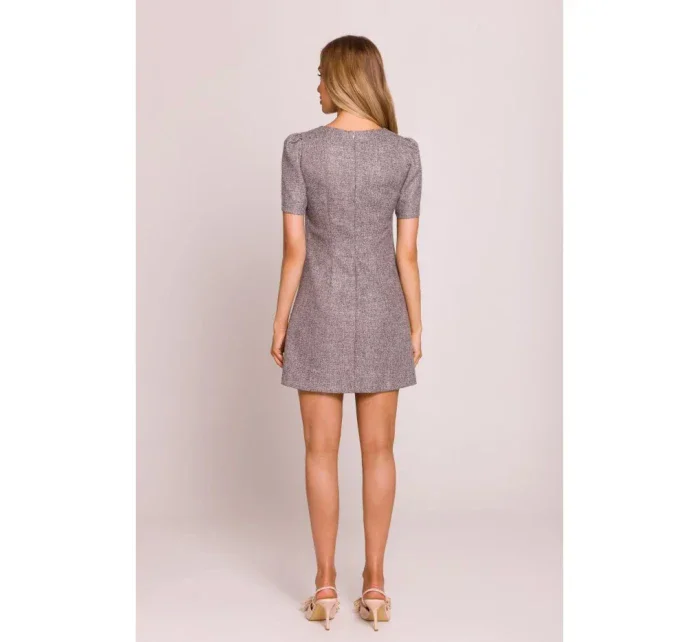 M855 Mini šaty áčkového strihu - grafitové M855 Mini šaty áčkového strihu - grafitové