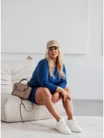 Dámske tmavomodré bavlnené šaty so šnúrkou (719)