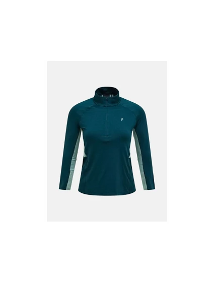 Dámske tričko PEAK PERFORMANCE W Core Half Zip Baselayer, zelená farba