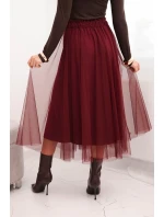 Dámska midi sukňa z tylu s viskózovou podšívkou bordová Dámska midi sukňa z tylu s viskózovou podšívkou bordová