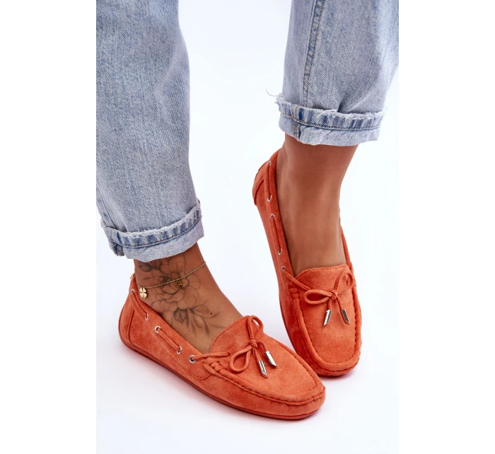 Damskie Zamszowe Mokasyny Pomarańczowe Si Passione Damskie Zamszowe Mokasyny Pomarańczowe Si Passione