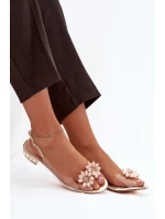 Průhledné sandály na nízkém podpatku s ozdobnými detaily D&A MR52-229 Zlaté