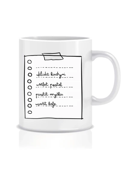 Personalizovaný klasický bílý keramický hrníček 300 ml - TO DO LIST 