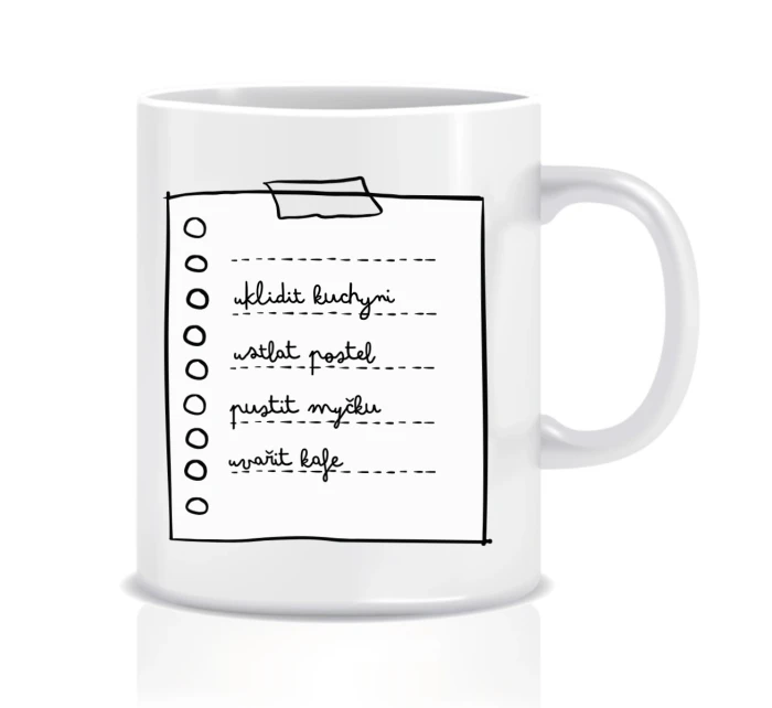 Personalizovaný klasický bílý keramický hrníček 300 ml - TO DO LIST 