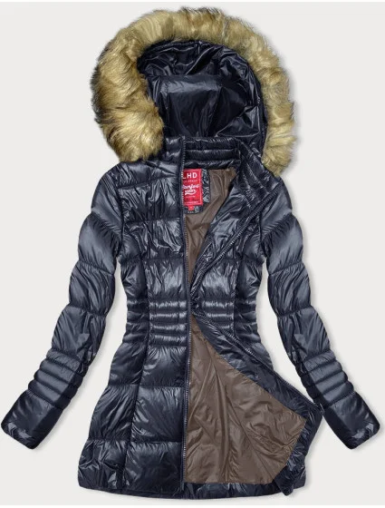 Tmavě modrá dámská prošívaná bunda pro přechodné období model 18894373 - LHD Tmavě modrá dámská prošívaná bunda pro přechodné období model 18894373 - LHD