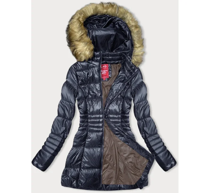 Tmavě modrá dámská prošívaná bunda pro přechodné období model 18894373 - LHD Tmavě modrá dámská prošívaná bunda pro přechodné období model 18894373 - LHD