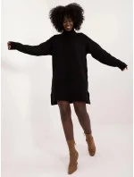 Čierne látkové šaty s rolákom (0547) Čierne látkové šaty s rolákom (0547)