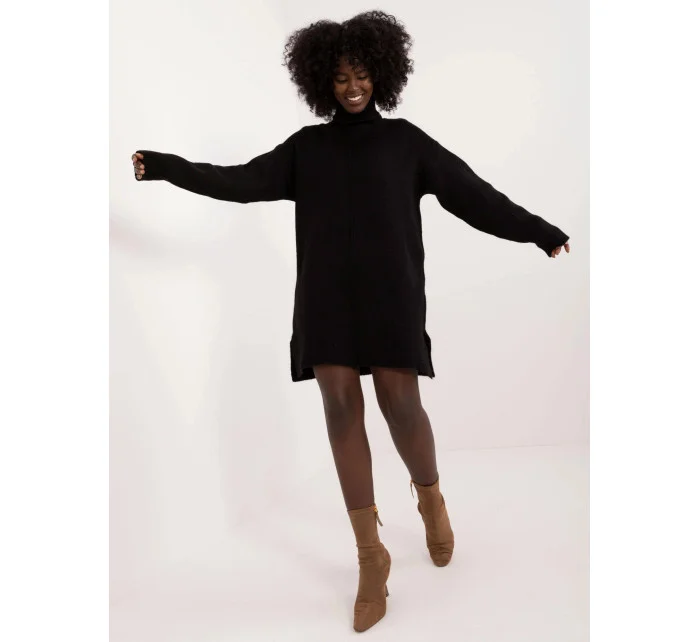 Čierne látkové šaty s rolákom (0547) Čierne látkové šaty s rolákom (0547)